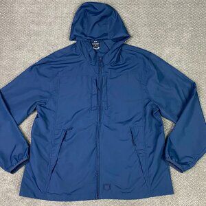 SCOTTeVEST Pack Windbreaker Jacket Men's XL Blue Travel TEC 13 Pockets Hooded